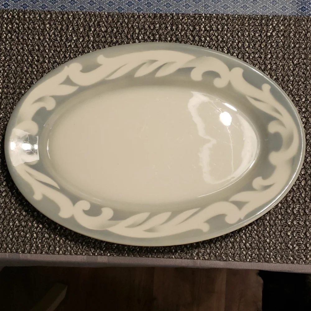 Syracuse China Large Oval Grey Serving Plate